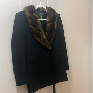 Wool blazer with faux fur collar